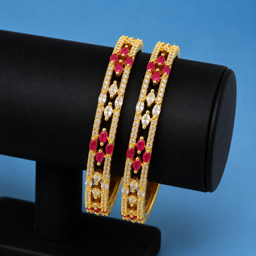 Elegant Gold Bangles with Ruby Gemstones