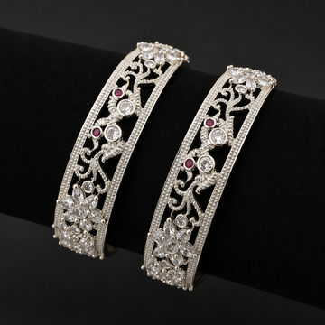 Elegant Silver Bangles with Gemstones