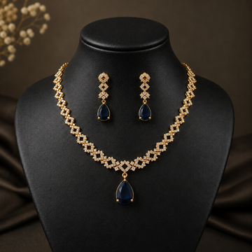 Gold Zircon Elegance Necklace & Earrings Set