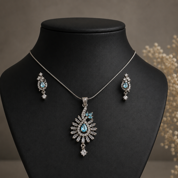 Diamond Tone Stud Earrings & Pendant Set
