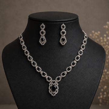Black & Silver Zircon Stone Jewelry Set